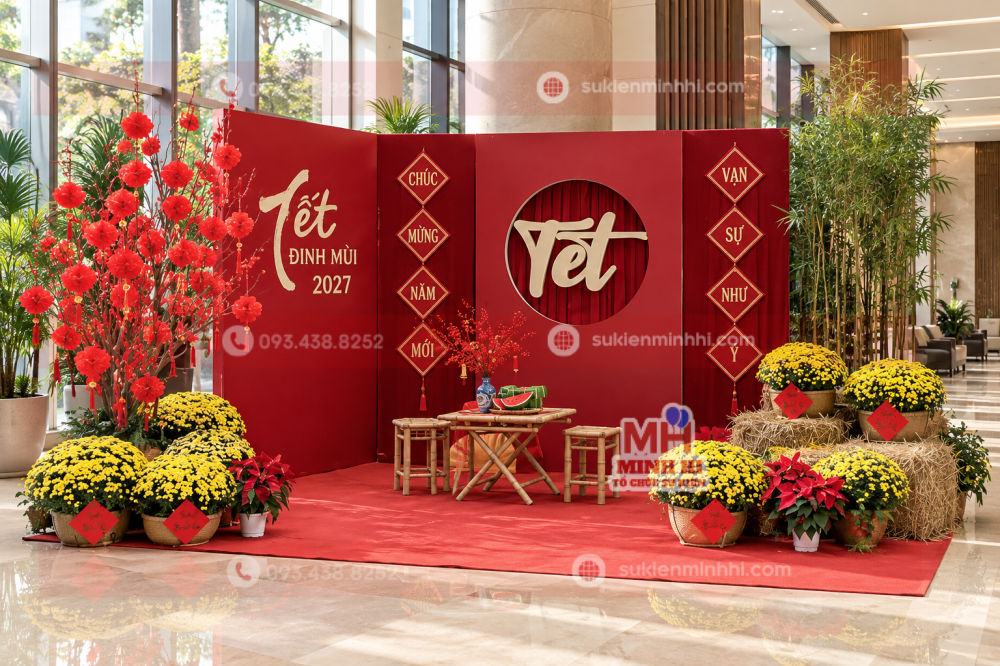 trang tri tet 2027 cho khu vuc check in goc chup thuc te Trang trí tết 2027 cho khu vực check in góc chụp thực tế