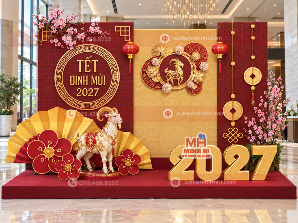 trang tri tet voi linh vat dinh mui Trang trí tết với Linh Vật năm Định Mùi thiết kế dạng hiện đại