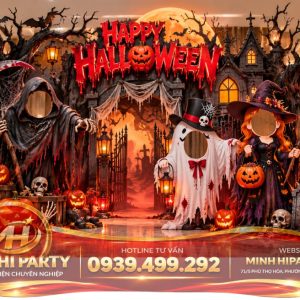 Concept halloween chu de dem nguyen rua Tiểu Cảnh Halloween 2026 Ngoài Trời Độc Đáo