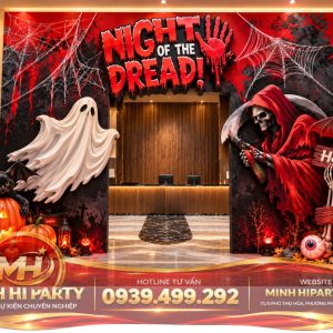Cong chao trang tri halloween 2026 tai Minh Hi Party Thiết Kế Halloween Phong Cách Kinh Dị mới nhất