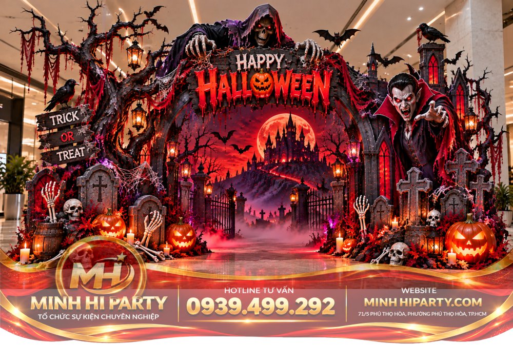 Dem nguyen rua ac mong mau trang tri halloween 2026 an tuong Thiết Kế Halloween 2026 Cho Trung Tâm Thương Mại