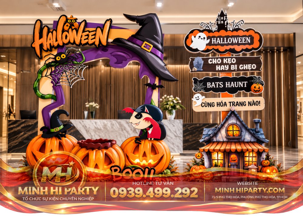Khung check in chu de Halloween Mẫu Trang Trí Halloween 2026 tại Văn Phòng Công Ty