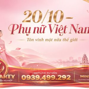 Mẫu backdrop 20/10 tone hồng pastel