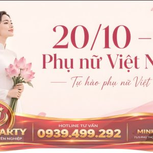 Mẫu backdrop 20/10 chủ đề phụ nữ Việt Nam