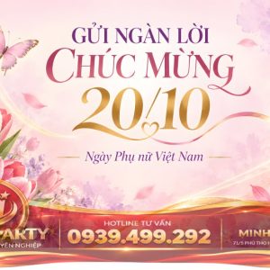 Background trang trí 20/10 tone hồng vàng gold