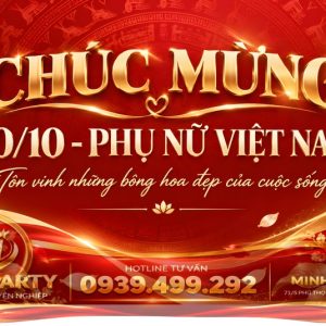 Backdrop trang trí 20/10 tone đỏ vàng