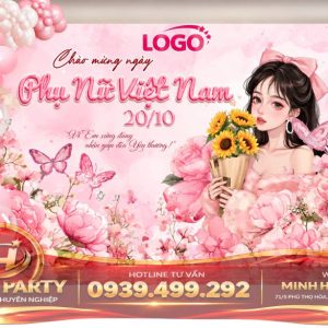 Mẫu trang trí 20/10 bạt hiflex đơn giản kết hợp bóng bay mới nhất 2026