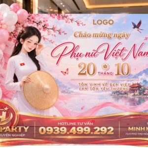 Mẫu backdrop trang trí 20/10 kết hợp bong bóng
