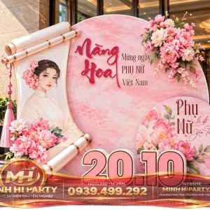 Mẫu trang trí 20/10 kết hợp hoa tươi sang trọng mới nhất 2026