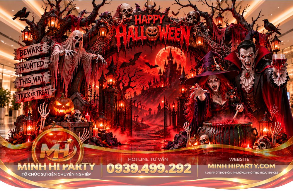 Mau trang tri halloween 2026 rung ron Trang Trí Halloween Quán Cà Phê Và Nhà Hàng
