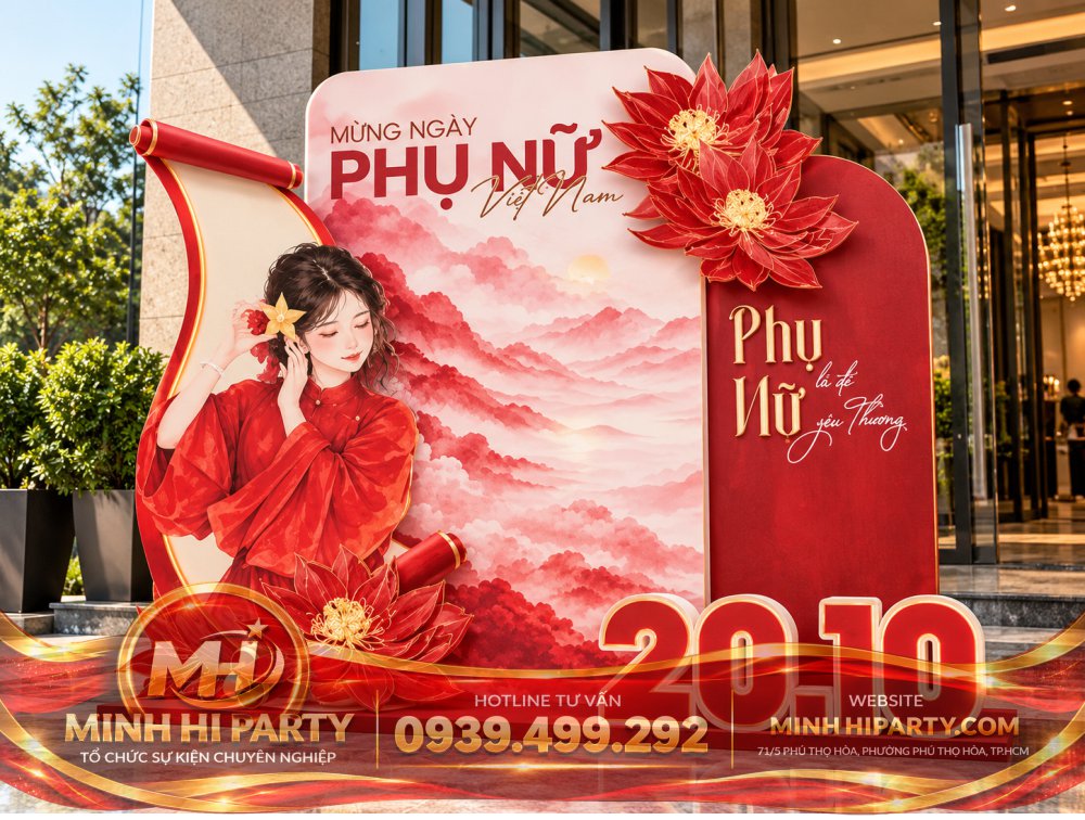 Mẫu trang trí 20/10 mới nhất 2026 kết hợp hoa fomex hiện đại 