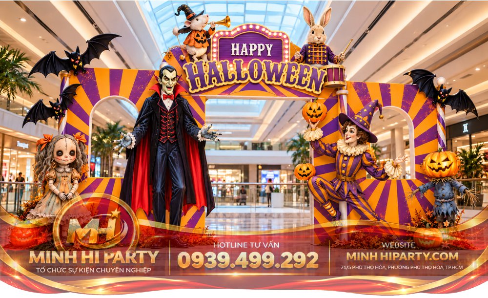 concept rap xiec ma thiet ke trang tri halloween 2026 an tuong Backdrop Halloween 2026 Đơn Giản, Tiết Kiệm