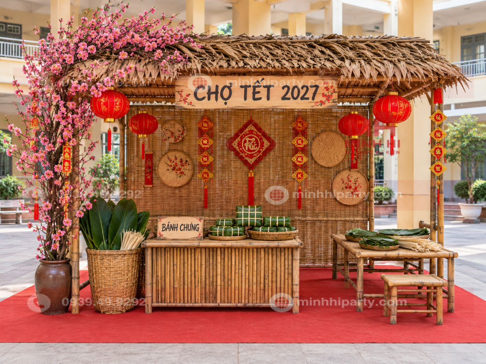 Gian hàng cho tết 2027 miền bắc với bánh chưng