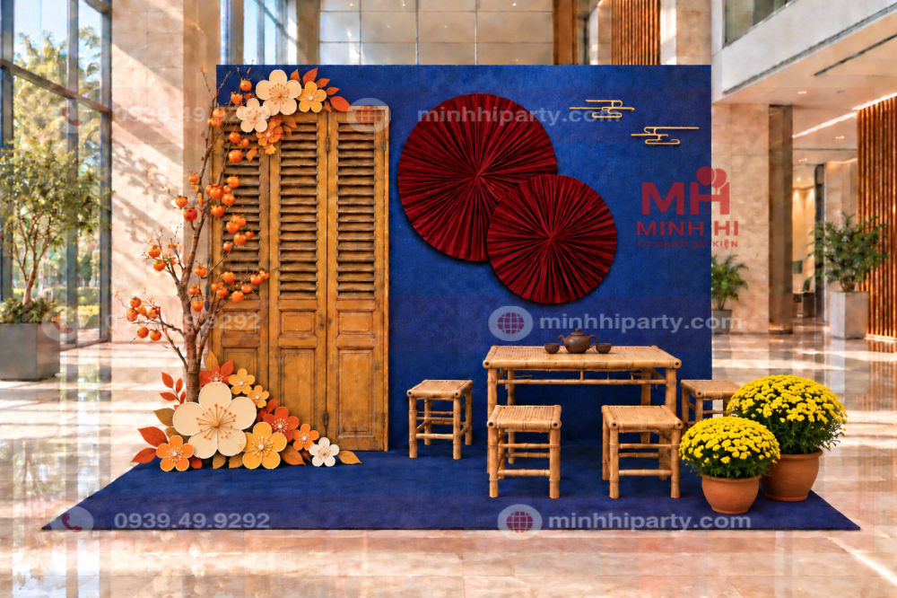mau trang tri tet 2027 hoan thien voi tone xanh duong Trang trí tết 2027 hoàn thiện với tone xanh dương
