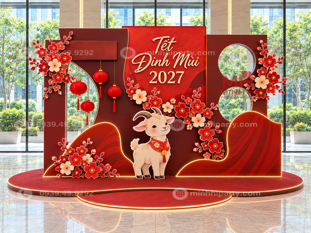 mau trang tri tet 2027 voi linh vat nam 2027 dinh mui Mẫu trang trí tết năm Đinh Mùi với Linh Vật chibi tạo điểm nhấn