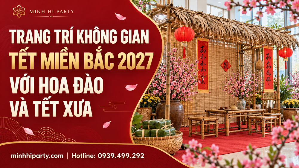 Trang trí tết miền bắc 2027 cho không gian rực rỡ với hoa đào