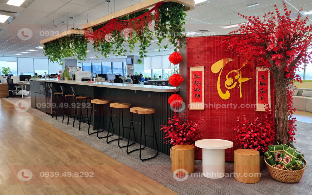 Trang trí tết 2027 cho quán cafe tối giản