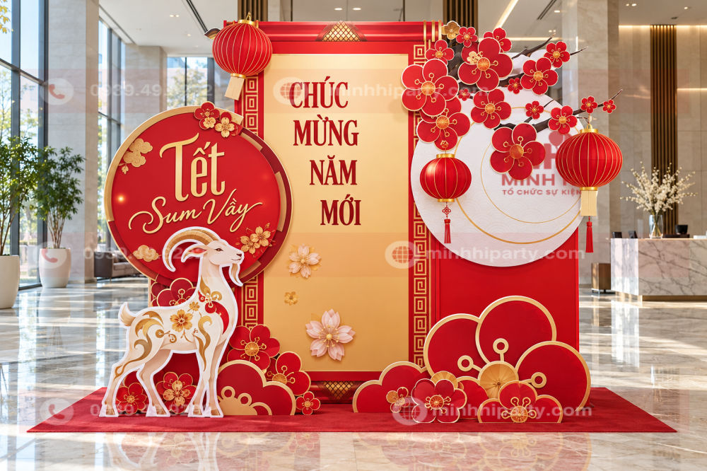 trang tri tieu canh tet 2027 cach dieu cho sanh doanh nghiep Trang trí tiểu cảnh tết 2027 cách điệu cho sảnh doanh nghiệp